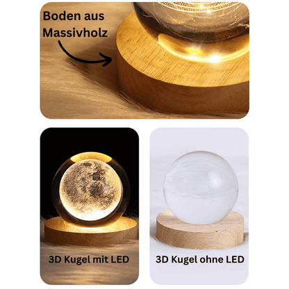 3D Glaskugel Nachttischlampe